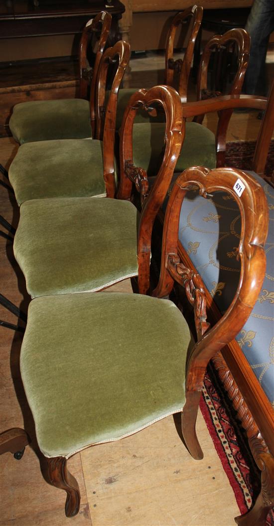 Six balloon back dining chairs